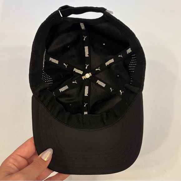 PUMA Black Performance Baseball Cap Adjustable Strapback Monochrome - Picture 5 of 8